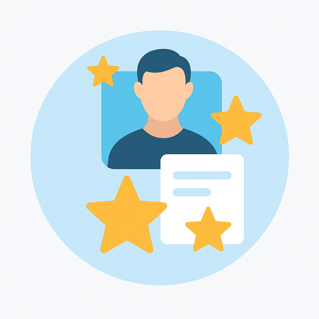 Star-rated product candidate with resume and excellence indicators