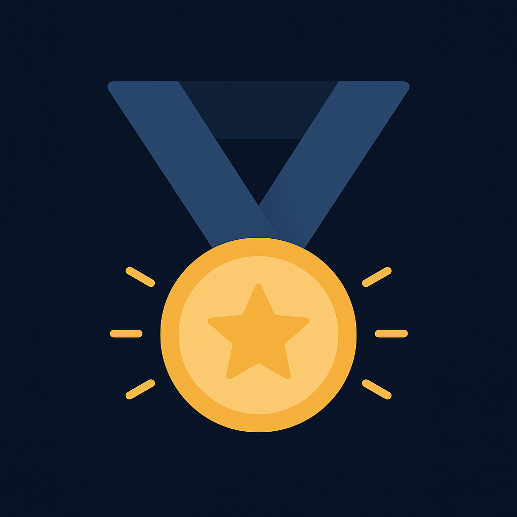 Startup Athletes Achievement - Golden medal with star representing top-tier candidates and proven performers who excel in startup environments